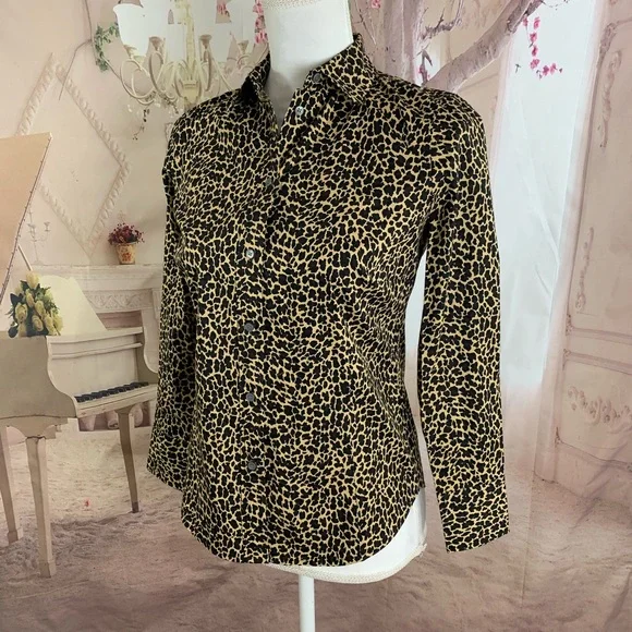 NEW J Crew Curvy Leopard Print Button Down - Picture 3 of 9
